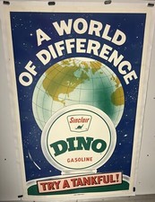 Original SINCLAIR Dino Gasoline Gas Station POSTER 28X42 Linen Backed Rare