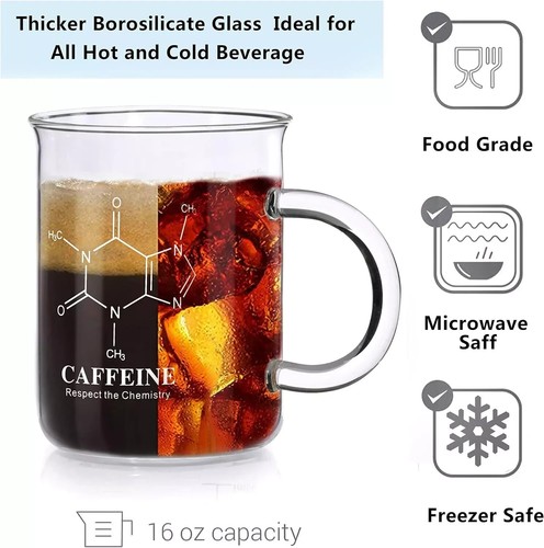 Koffeinbecher Becher Koffein Molekül Becher Chemiebecher 16 Oz Borosilikatglas - Bild 3 von 3