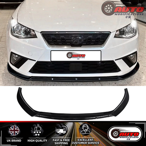 SEAT Ibiza 5dr MK5 6F Front Splitter Spoiler Lip Body Kit Wing Gloss Black 2018+ - Picture 2 of 11