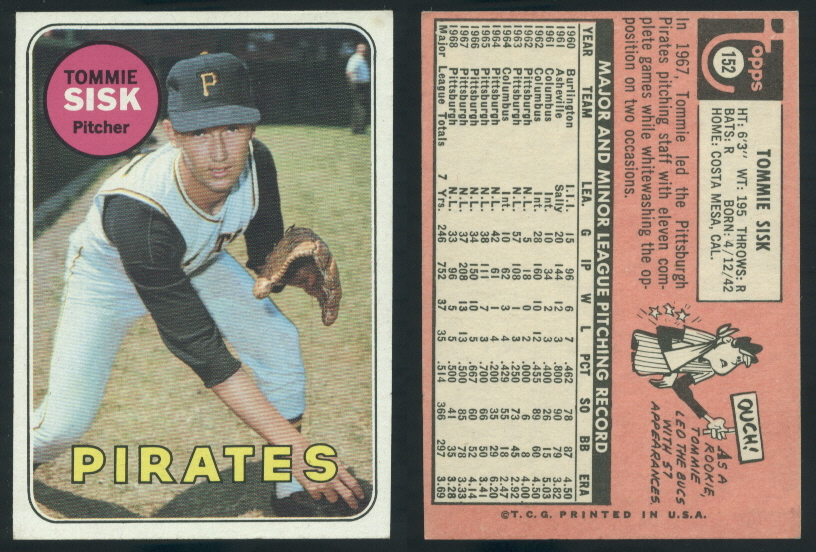 53815) 1969 Topps 152 Tommie Sisk Pirates-EM | eBay