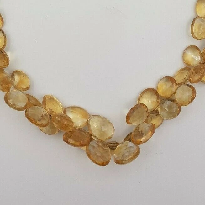 Filo di citrino gocce mandorle 84 pietre briolette sfaccettate collana gioiello - Immagine 4 di 4