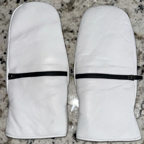 Large White Mittens With Fleece Lining Men Large