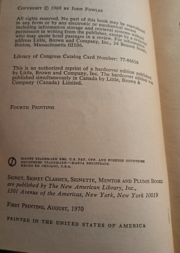 THE FRENCH LIEUTENANT'S WOMAN by John Fowles vintage 1970 Signet paperback tn - Picture 7 of 7
