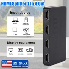 HDMI Splitter 4K UHD HD 1080P 4-Port Repeater Splitter Amplifier 1x4 1 In 4 Out 