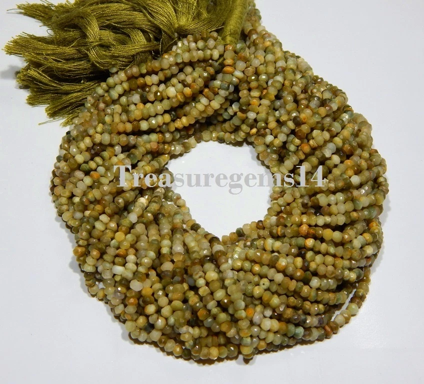 3-4mm. CUENTAS FACETADAS 100% CRISOBERILO NATURAL OJO DE GATO LEHSUNIYA MIRCO 13" HEBRA Foto 2 de 3