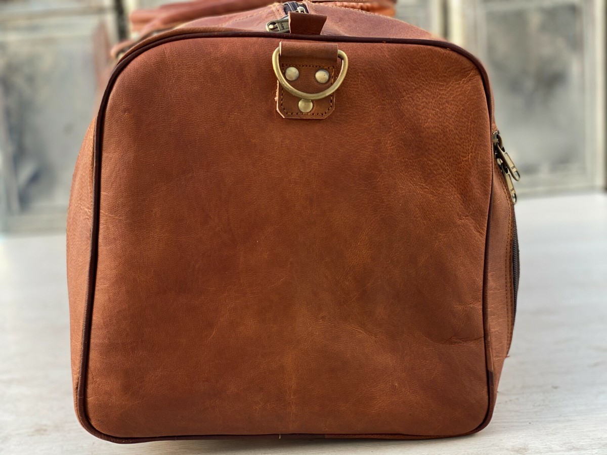 Sac De Voyage En Cuir Véritable – Cabine Homme Marron – Fait Main – Grand Modèle