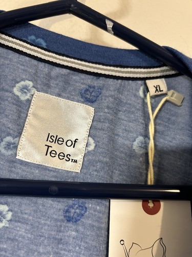 Camiseta Isle of Tees Hombre Talla XL Azul Floral Hawaiana, Manga Corta, Nueva Con Etiquetas - Imagen 3 de 3