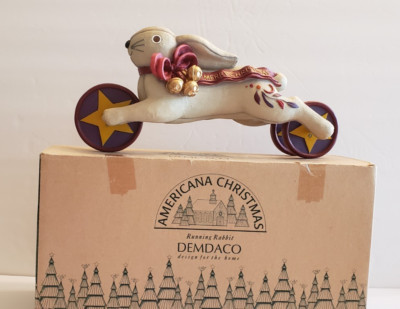 Christmas Americana Ceramic Demdaco Running Rabbit 