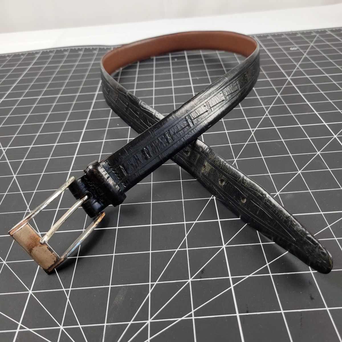Brighton Black Leather Belt with Intricate Silver Buckle Brighton Leather Belt Concho Black Western Silver Heart  main image 3