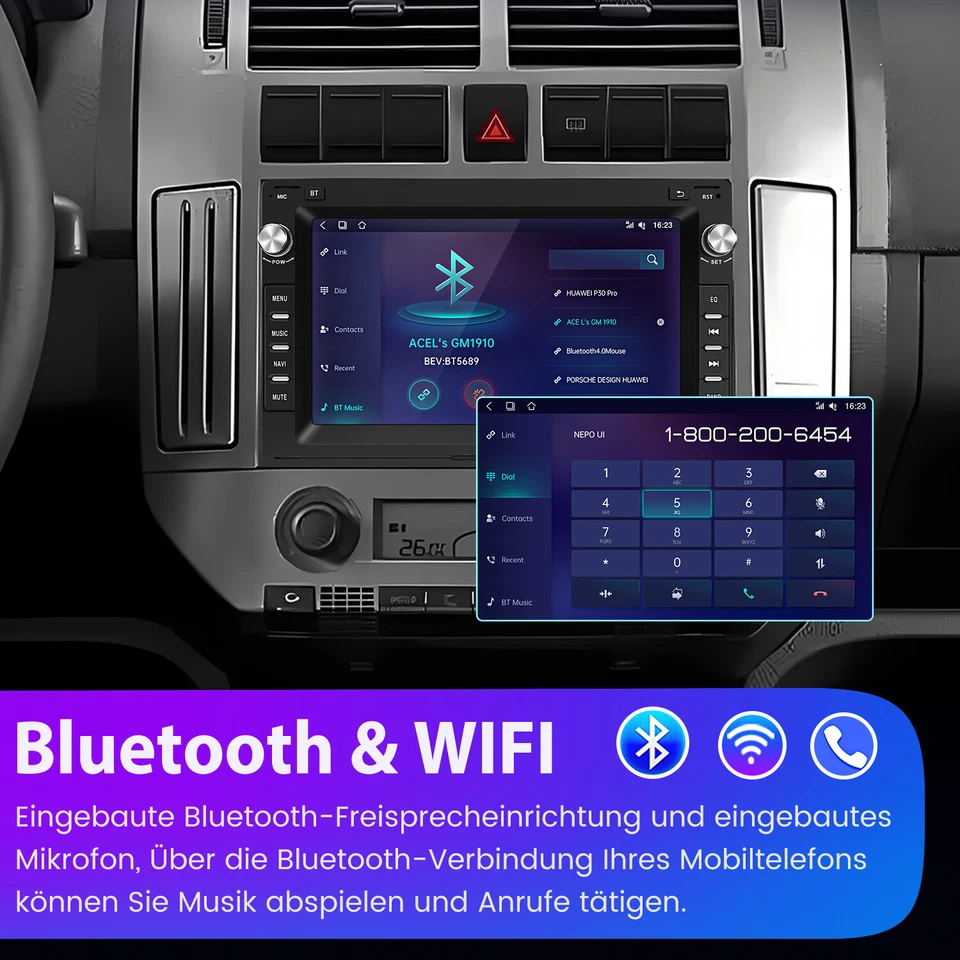 Für VW Polo 9N Golf 4 Passat B5 T5 Android radio Apple Carplay GPS BT RDS Kamera - Bild 2 von 4