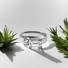 IGI 1.75 Ct Lab Grown Emerald Cut Diamond Platinum Engagement Ring PT950