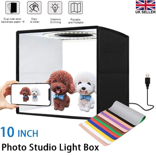 25cm LED Ring Light Box Folding Portable Photo Light Box Adjustable Brightness