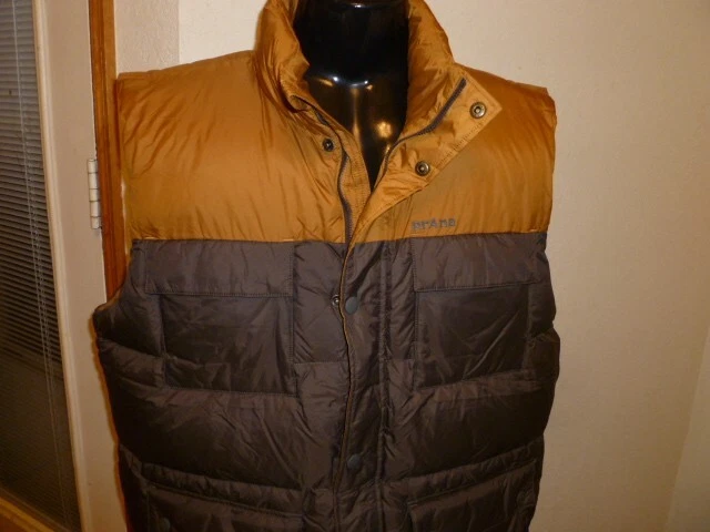 Prana Full Zip Down Puffer Vest Outdoors Men’s Size L Brown New 169$ tags