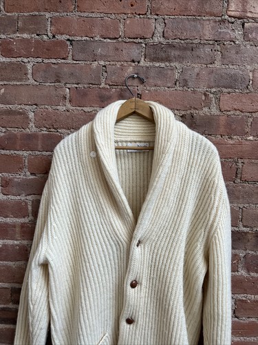 Vintage Pringle 100% Wool Sweater Size Large, Vanilla Ribbed 80’s Grandeur MSSV - Picture 2 of 7