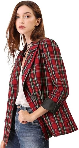 Allegra K Women's Double-Breasted Blazer Size XL (UK 20) Notched Lapel Jacket - Picture 6 of 16