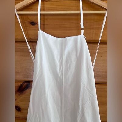 ZARA OPEN BACK LINEN BLEND DRESS WHITESIZE M | eBay