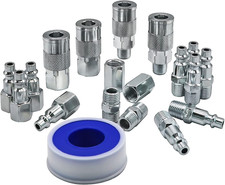 19 Pieces Air Hose Fittings, 1/4 NPT Industrial Air Coupler  Plug Kit