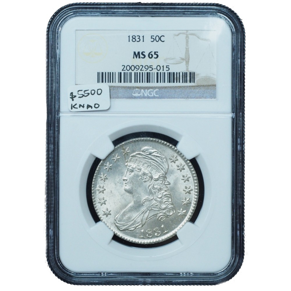 1831 Capped Bust Half Dollar MS65 NGC – Bright White Gem