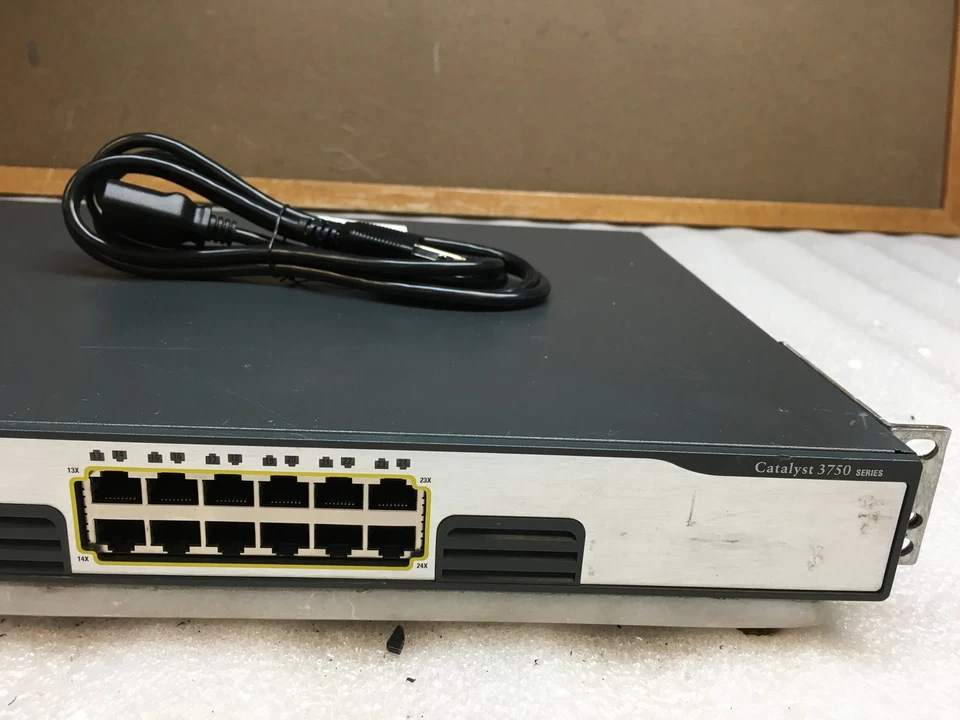 Cisco Catalyst 3750G Series 24 Port Gigabit Switch WS-C3750G-24T-S w/ Rack Ears - Image 3 of 4