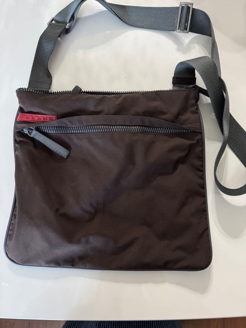 PRADA Nylon Shoulder Bag Brown Crossbody with Zipper Pocket Authentic thumbnail 6