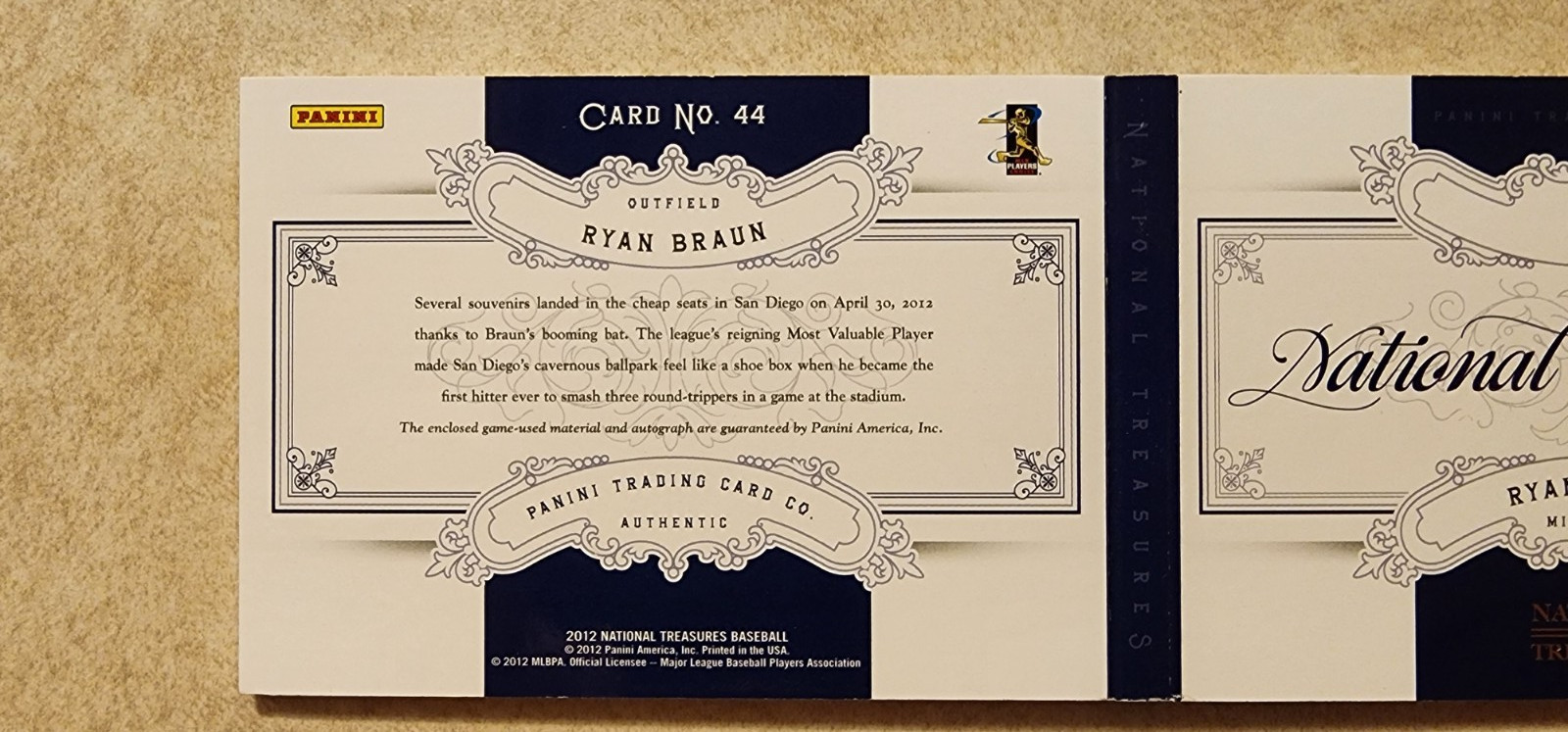 Ryan Braun 2012 National Treasures Auto Bat Booklet Limited #1/5 Game Used view 11