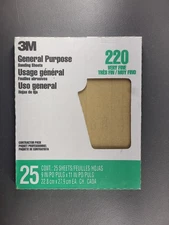 3M  Purpose 9 In. x 11 In. Aluminum Oxide Very Fine Sandpaper,220 Grit 99401NA-M