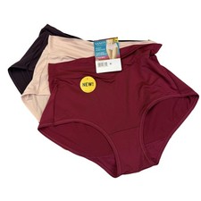 Vanity Fair Brief Panties M/6 Multicolor w/ Maroon Radiant Silky Stretch 3-Pk