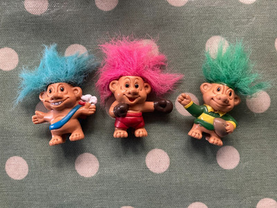 Vintage Trolls Weetos 1990 s Pencil Toppers Boxer Golfer Rugby Player will split