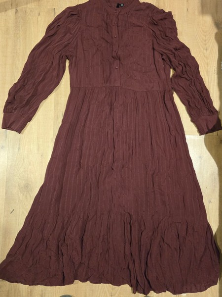 Forever New Burgandy Button Front Long Sleeve Maxi  Shirt Smock Dress Size 18
