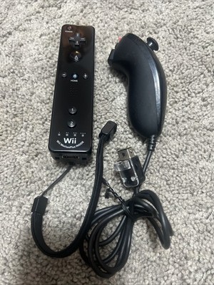 Original OEM Nintendo Wii Motion Plus Controller RVL-003 Wiimote Black Nunchuck