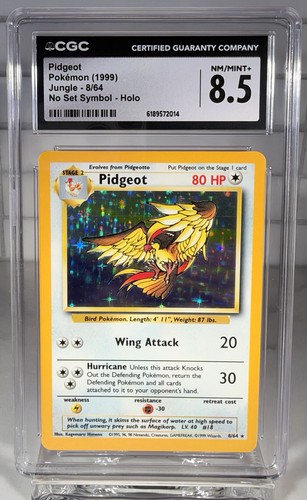 1999 Pokemon Jungle Pidgeot Holo #8/64 NO SYMBOL Error CGC 8.5