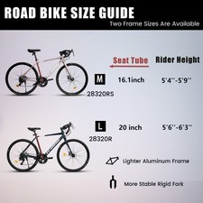 700C Road Bike 16 Speed Outdoor Racing Bike Disc Brakes Aluminum Frame Drop Bar 6
