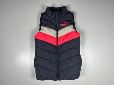 Puma Puffer Vest Girls 5T Gray Pink Chevron Zip Up Winter Lightweight Warm
