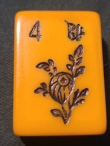 Piastrella Mah Jong vintage in bachelite butterscotch "a scelta" - Foto 28 di 35