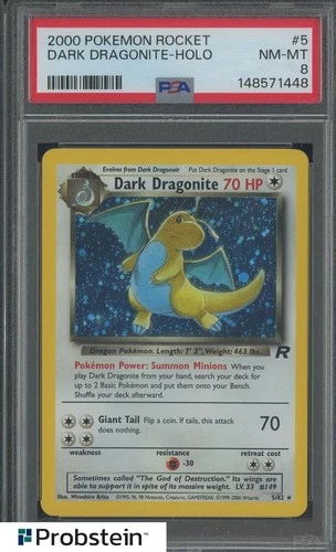 2000 Pokemon Rocket #5 Dark Dragonite Holo PSA 8 NM-MT
