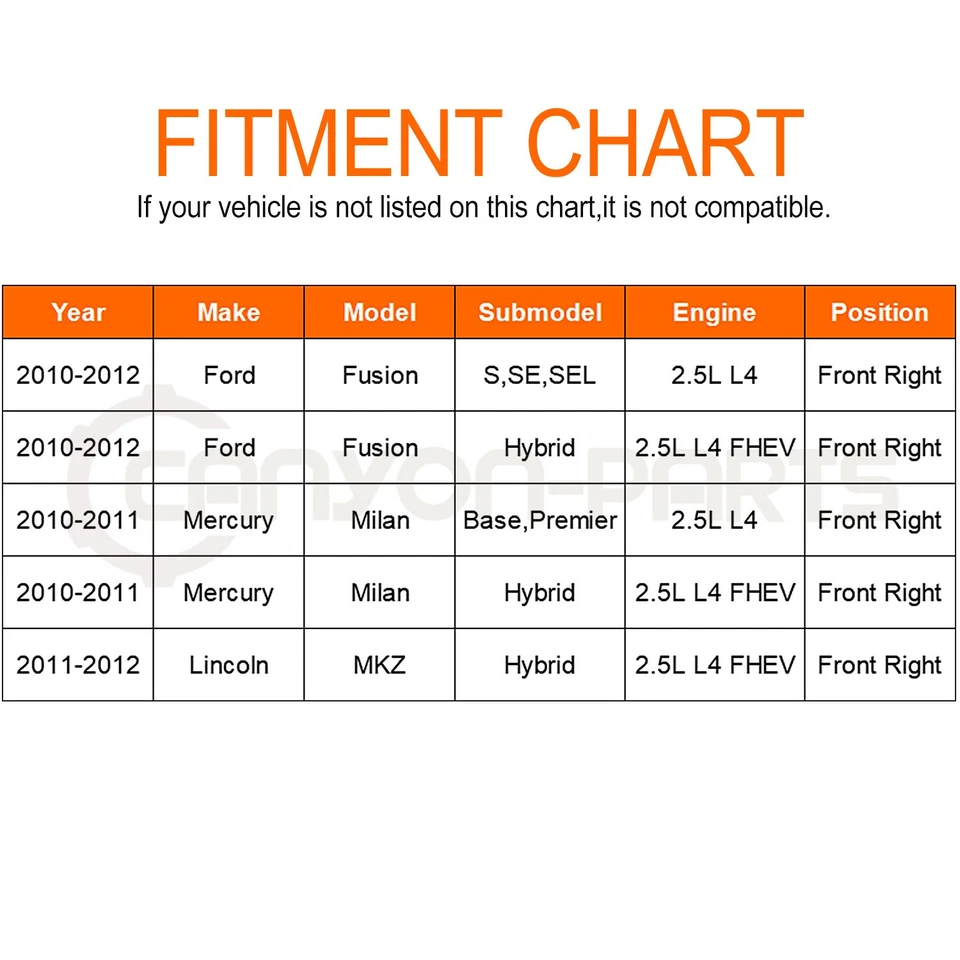 Conjunto de eje CV delantero derecho para Ford Fusion Mercury Milan 2010-2012 2,5 L Foto 2 de 4