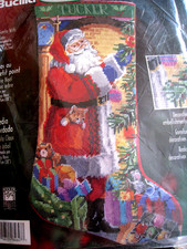 Bucilla Christmas Needlepoint Stocking Kit, SANTA WITH TREE,84647,Rossi,18",NIP