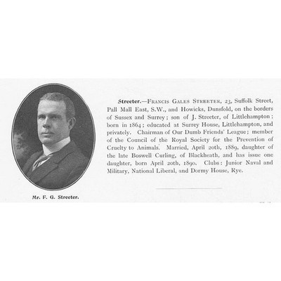 Francis Gale Streeter of Howicks, Dunfold Surrey - antiker Druck 1910