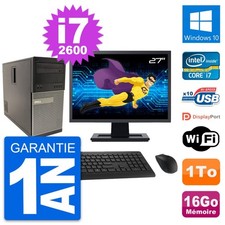 PC Tour Dell 790 MT Ecran 27" Intel i7-2600 RAM 16Go Disque 1To Windows 10 Wifi