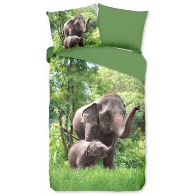 Bettwäsche Elefanten Tiere ESPiCO Trendy Bedding Grün Tiermotiv Renforcé