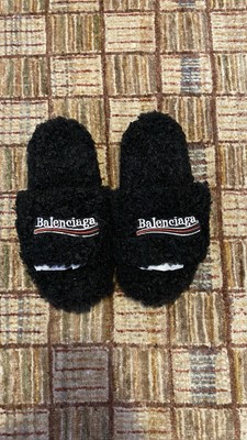 Balenciaga Black Fuzzy Slides Men main image 4