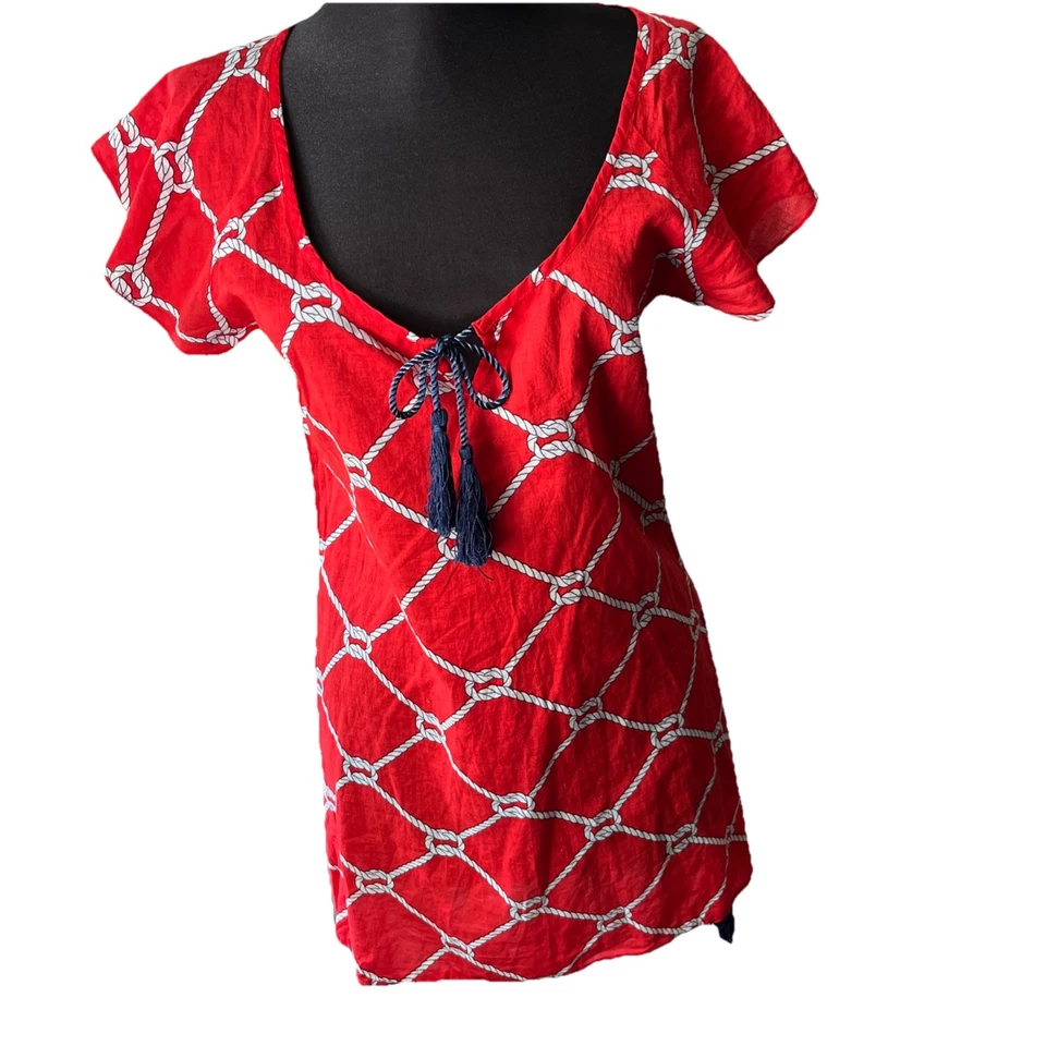 Borlas rojas para cubrir playa náutica MudPie para mujer talla 4/6 ropa para resort de vela Foto 2 de 4