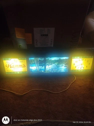 Hamm's Vintage Scene-O-Rama Beer Sign with Clock