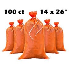 100 Sand Bags 14 x 26 in Flood Control 50 LB Sand Bags, Orange