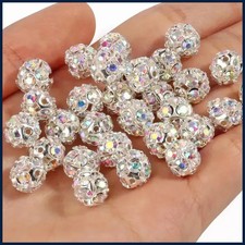 50pcs Rhinestone Beads Crystal Loose Spacer Round Jewelry Making 6mm 8mm 10mm