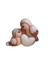 Coppia Ciuffolotti In Ceramica Con Cuore Thun