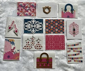 12 HANDCRAFTED Notecards With Pinks and Blues