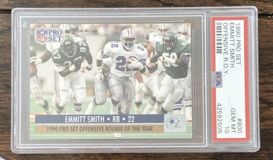 1990 Pro Set Football #800 Emmitt Smith Cowboys RC Rookie HOF PSA 10 GEM MINT - Image 2 of 3