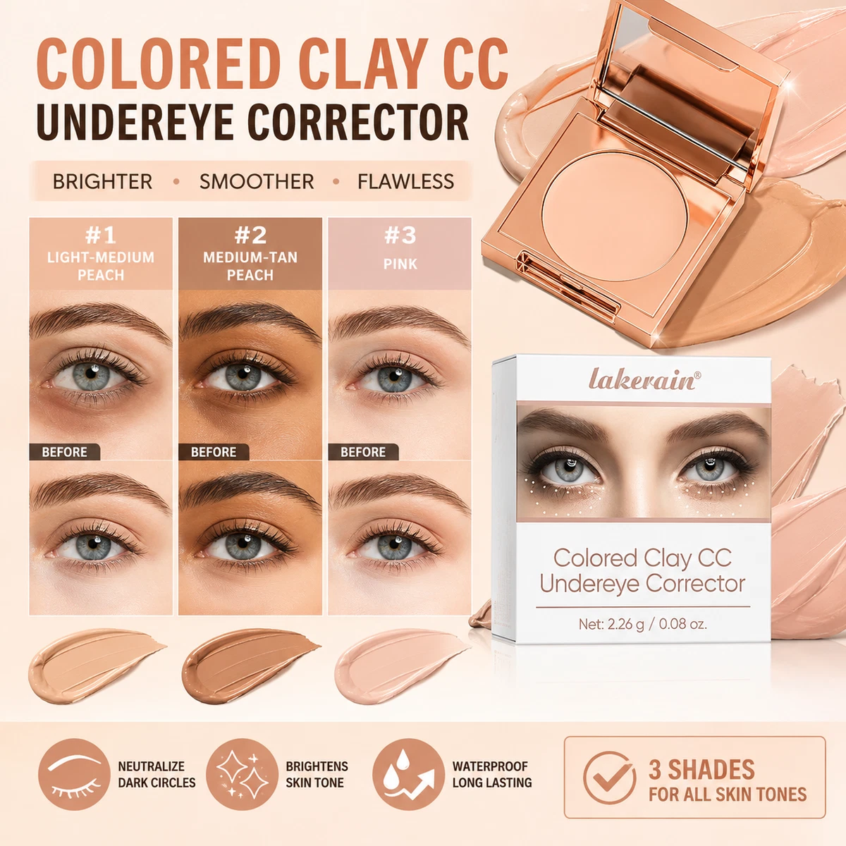 Colored Clay CC Undereye Color Corrector Under Eye Hydrating Brighten Concealer