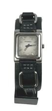Fossil Women's Watch Silver Tone 24mm Black Leather Layered Band New Battery